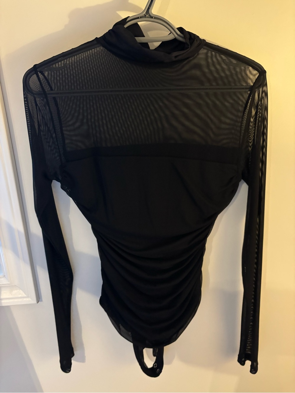 Black Sheer Mock Neck Long Sleeve Top - Women - Picture 3 of 3